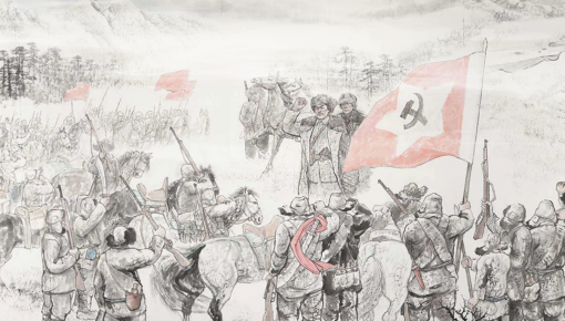 甘洒热血写春秋丨人民英雄杨靖宇百米组画·第四篇章 誓师大会